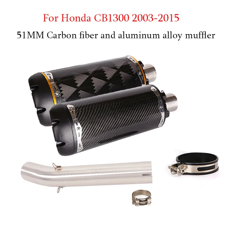 

Mid Pipe For Honda CB1300 2003-2015 Motorcycle Exhaust System Connect Tube Section Slip On Carbon Fiber Muffler Tail Tips 51mm