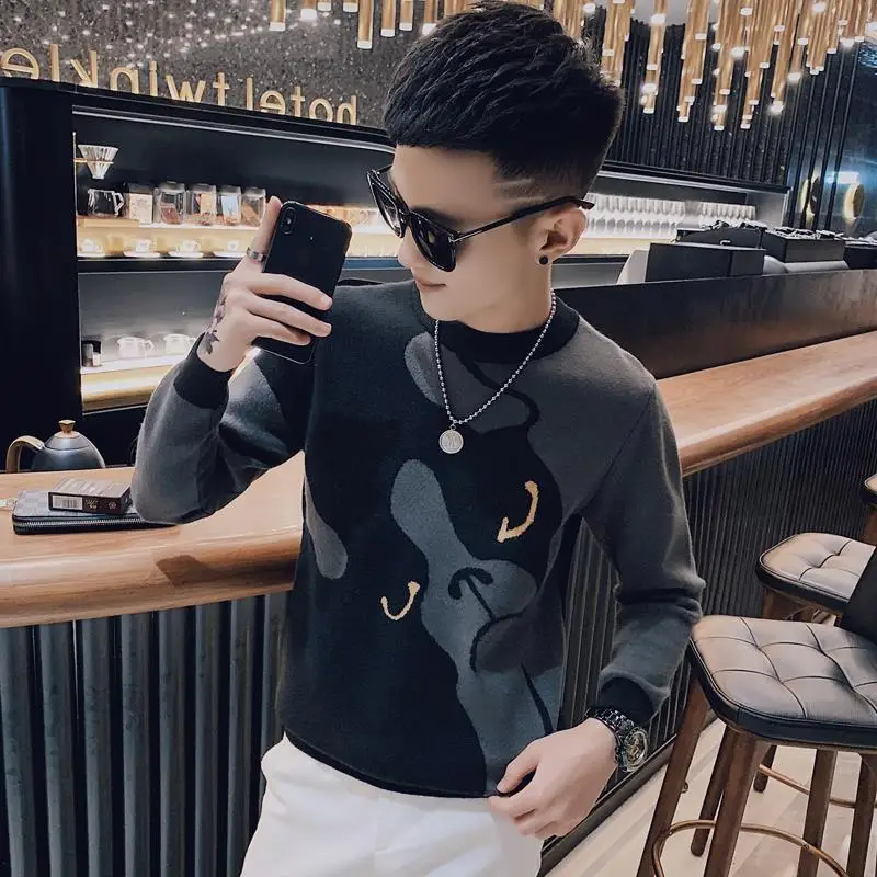 Stylish Printed O-Neck Knitted All-match Sweater Men's Clothing 2022 Autumn New Loose Casual Pullovers Korean Tops