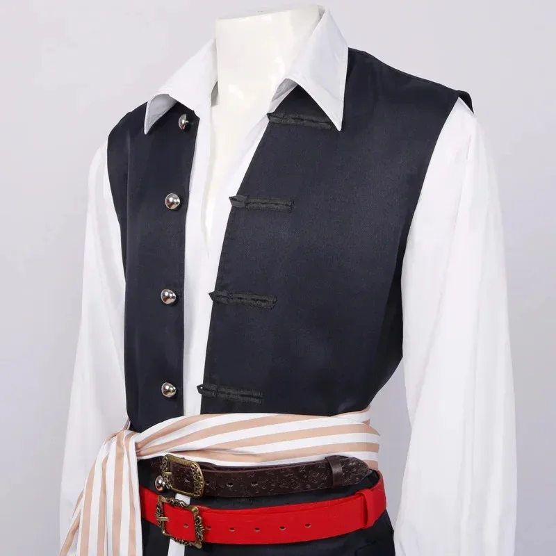 Disfraz de piratas de película capitán Jack Sparrow Cosplay traje completo uniforme Halloween carnaval fiesta ropa de actuación para hombres mj:3
