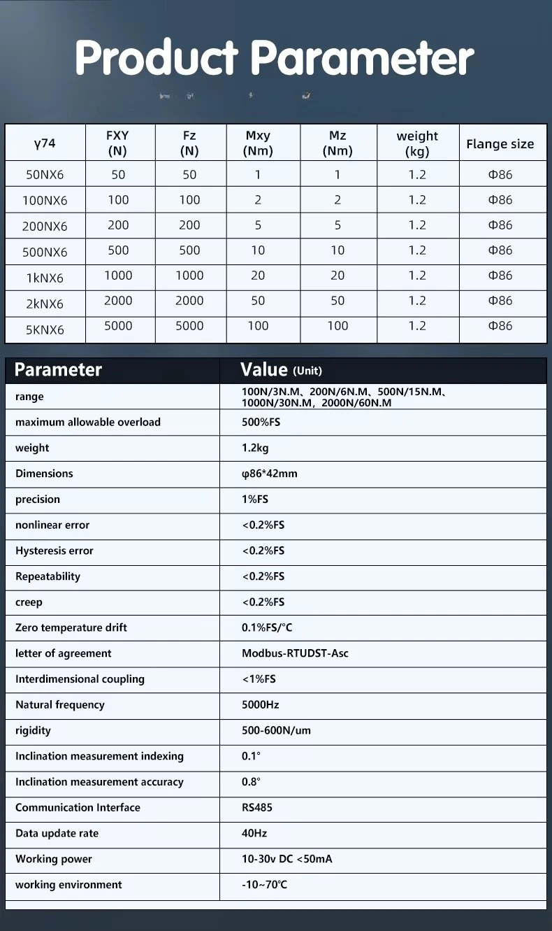 Sensor de pesagem de torque de força axial, sensor de força de seis eixos de alta precisão