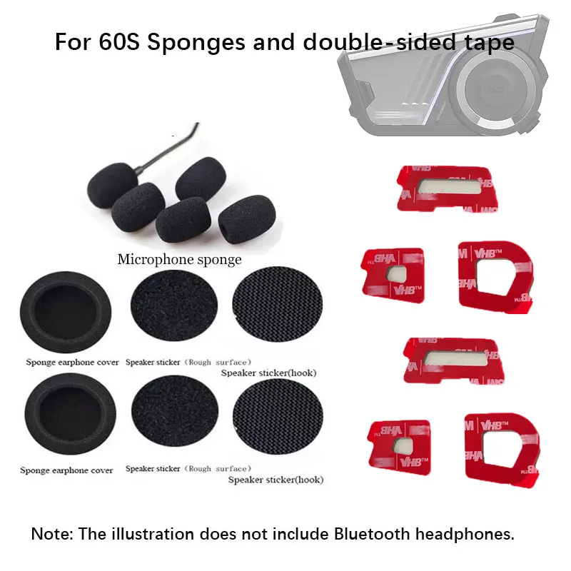 For SENA 60S Bluetooth headset accessory 45MM sponge cover and double-sided adhesive tape