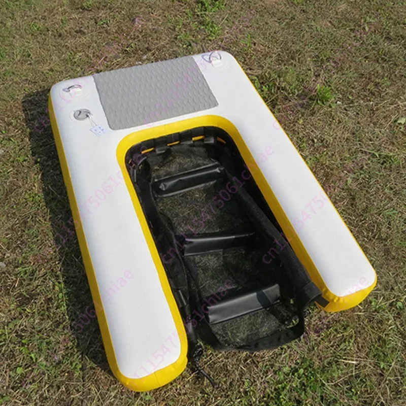 Yellow New Dog Floating Board, Pet Water Toy, Double-layer Dog Ladder, Inflatable Puppy Board, Slope Dog Floating Board.