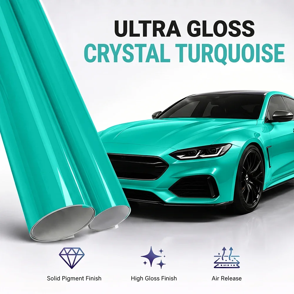 Crystal Turquoise Car Wrap Sticker Color Change Vinyl Film Bubble Free Auto Self Adhesive Sticker Car Accessories Decoration