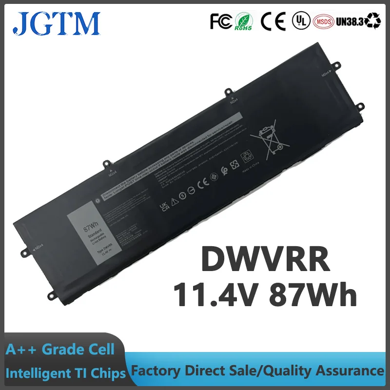 DWVRR 11.4V 87Wh Laptop Battery for Dell Alienware X17 R1 R2 Alienware X15 R1 R2 Inspiron 16 7620 2-in-1 Series Notebook 0017GN