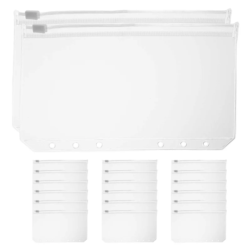 A23F-20 Pcs เงินสดซองจดหมาย 6 หลุม Budget Binder กระเป๋าซิปโฟลเดอร์สําหรับ A6 โน้ตบุ๊ค Binder เงิน Binder อุปกรณ์เสริม