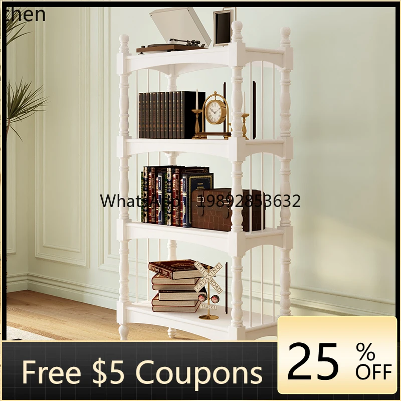 WW   Solid Wood Bookshelf Floor Shelf Multi-layer Storage Bookcase Bogu Shelf