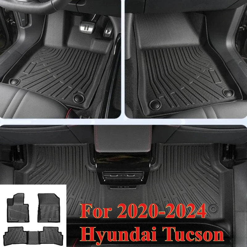 

3PCS LHD Car Floor Mats for 2020 2021 2022 2023 2024 Hyundai Tucson All-Weather TPE Rubber Car Mats，Car Interior Accessories