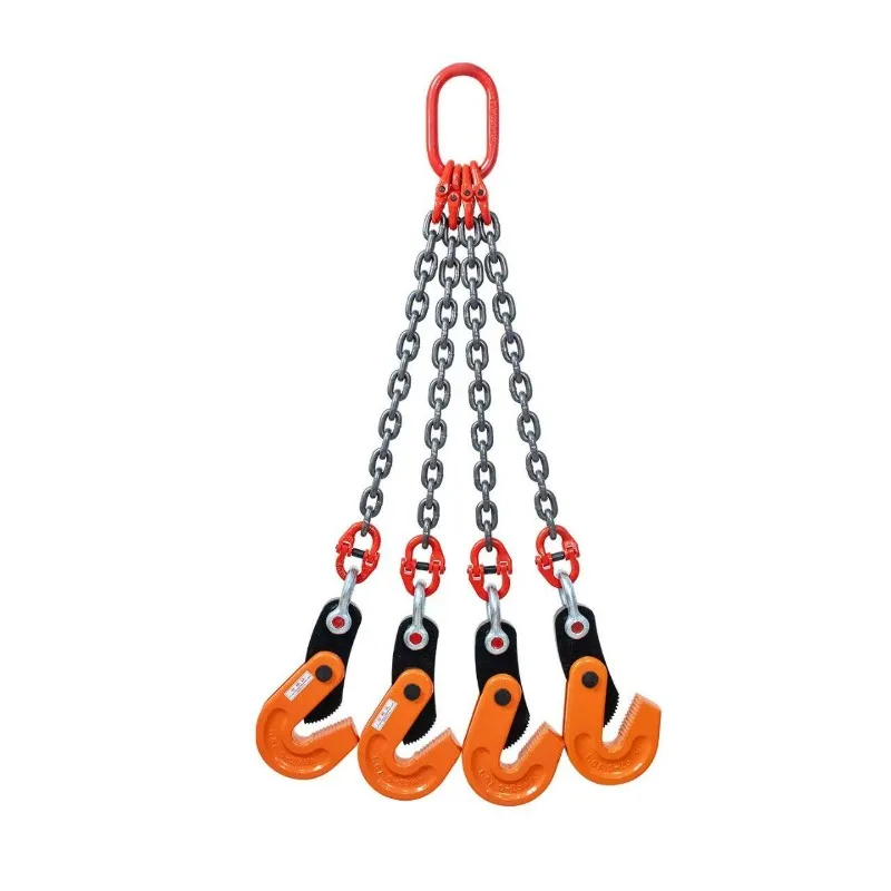 Type L Steel Plate Lifting Clamp Assembly 4 Leg Four Chain Sling Hook 1.6T Heavy Duty Industrial Lifting Rigging Wear Resistant
