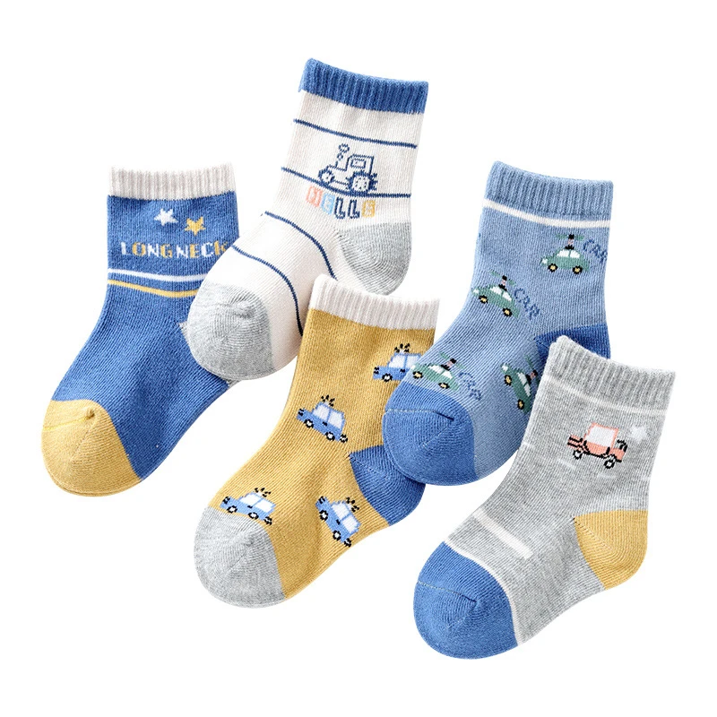 1 Pair/lot Random Color Children Cotton Socks Boy Girl Baby Cute Cartoon Breathable Socks For 0-9 Years Teens Fashion Kids Sock