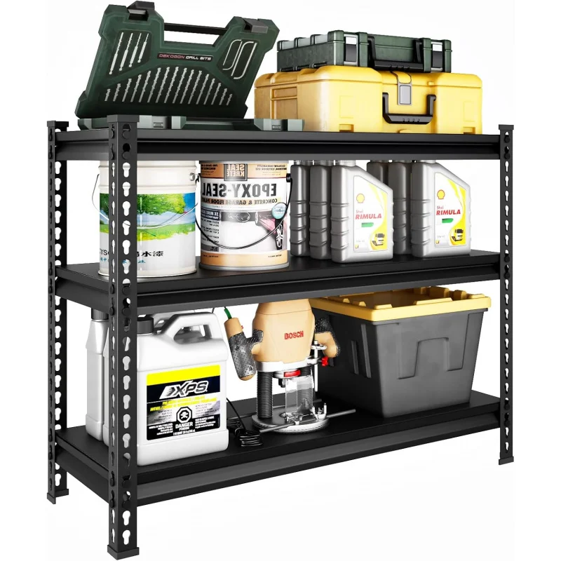 3-Tier Garage Shelving Heavy Duty,40 ”W x 18” D x 36 ”H Metal Shelving Unit,1320 lbs Weight Capacity Adjustable Storage Shelves