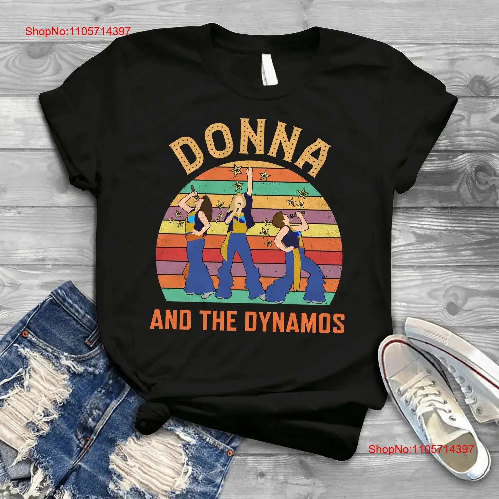 Donna And The Dynamos Retro Vintage T Shirt Mamma Mia Music For You Your Friends vintage Washed homme Stylish Stretched Soft