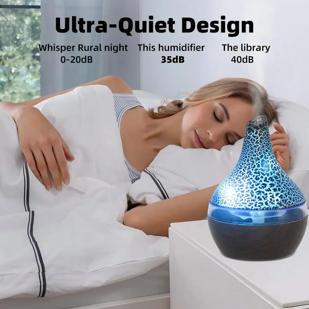 Ultra Quiet 300ml Essential Oil Diffuser & Humidifier, Remote Control Cool Mist For Better Sleep, Office & Bedroom Air Quality