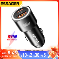 Essager USB C Car Charger 89W 2 Ports Super Fast Charge PD QC 3.0 Car Phone Charger For iPhone 15 Xiaomi Huawei Oneplus Realme