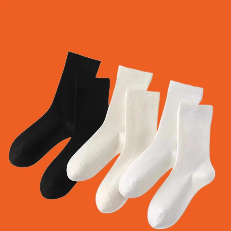 5/10 Pairs 2024 New Top Quality Student Thin Long Socks Women\'s White Black Socks Stacked Breathable Socks Elastic Popular Socks