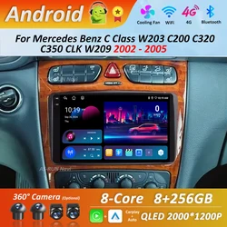 Android 16 for Mercedes Benz C Class W203 C200 C320 C350 CLK W209 2002 - 2005 Car Radio Video Multimedia Player GPS 4G Bluetooth