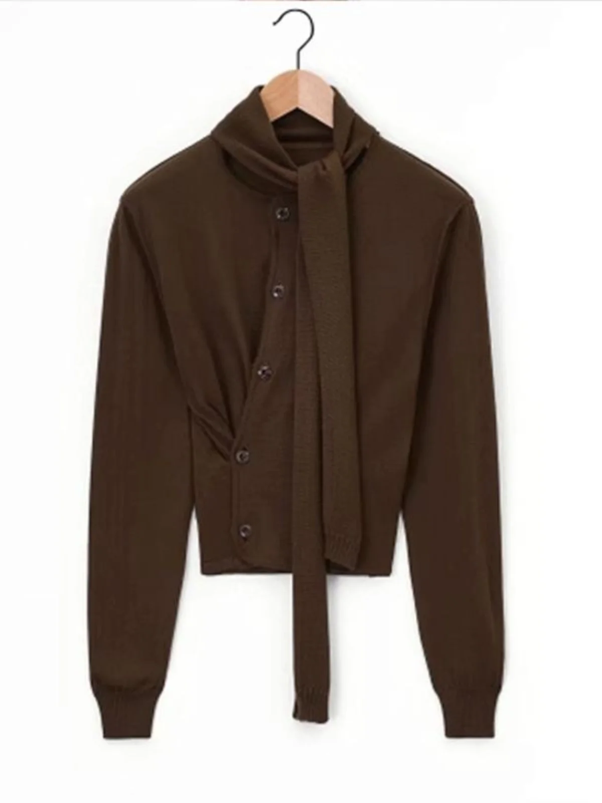 비대칭 울 니트 베이스 셔츠 긴 소매 브이넥 여성 패션 출퇴근 스타일 한국식 스트레이트 컷 가을 겨울 상의