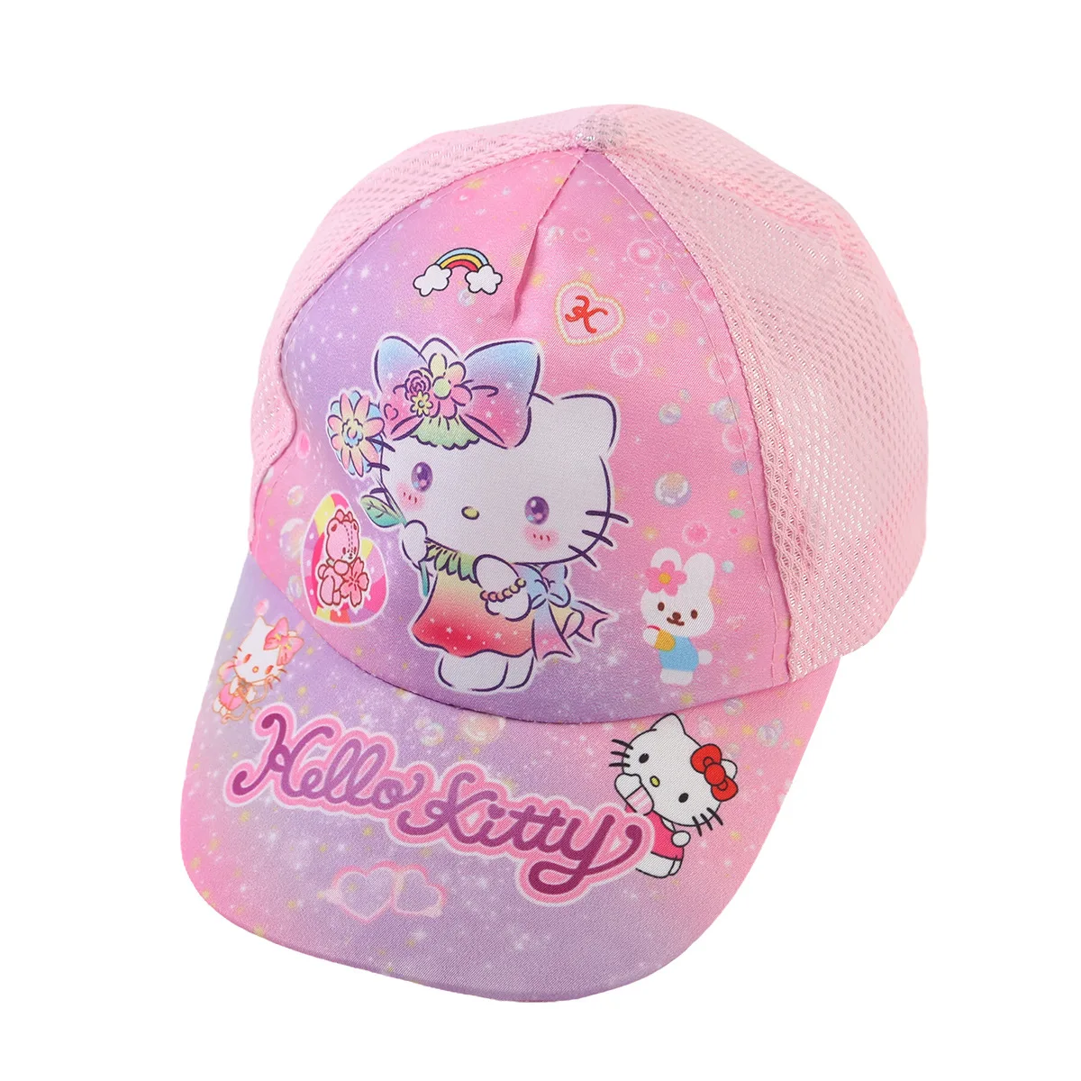 Kawaii Sanrio Kuromi Hello Kitty Children\'s Baseball Cap Student Outdoor Sports Sunscreen Sun Hat Mesh Breathable Adjustable Cap