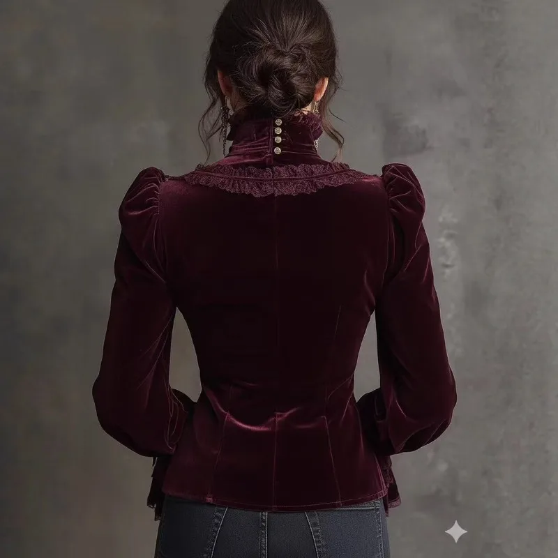 Gothic Loose Dress Velvet Vintage Langarmshirt