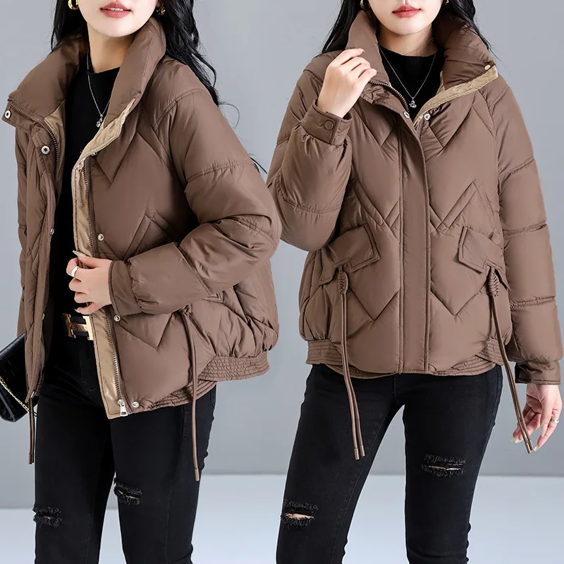 Chaqueta acolchada de algodón para mujer, Parkas gruesas y cálidas, ropa de exterior suelta, abrigo corto coreano, invierno, 2024