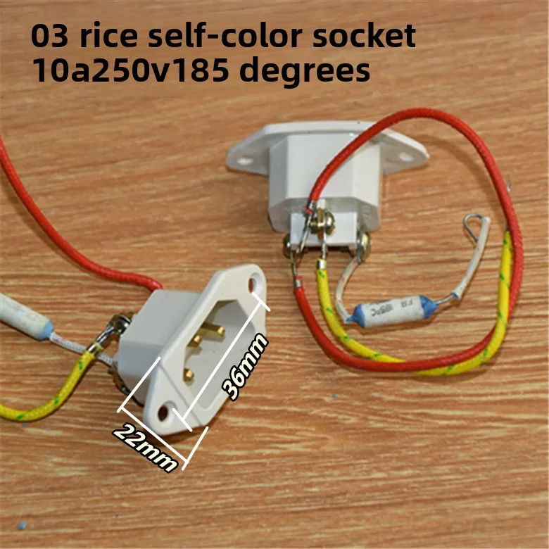 1 قطعة طنجرة الأرز قدر الضغط الكهربائي دبوس كلمة ثلاثة حفرة قابس طاقة المقبس 10A مع سلك 185 درجة الصمامات العالمي