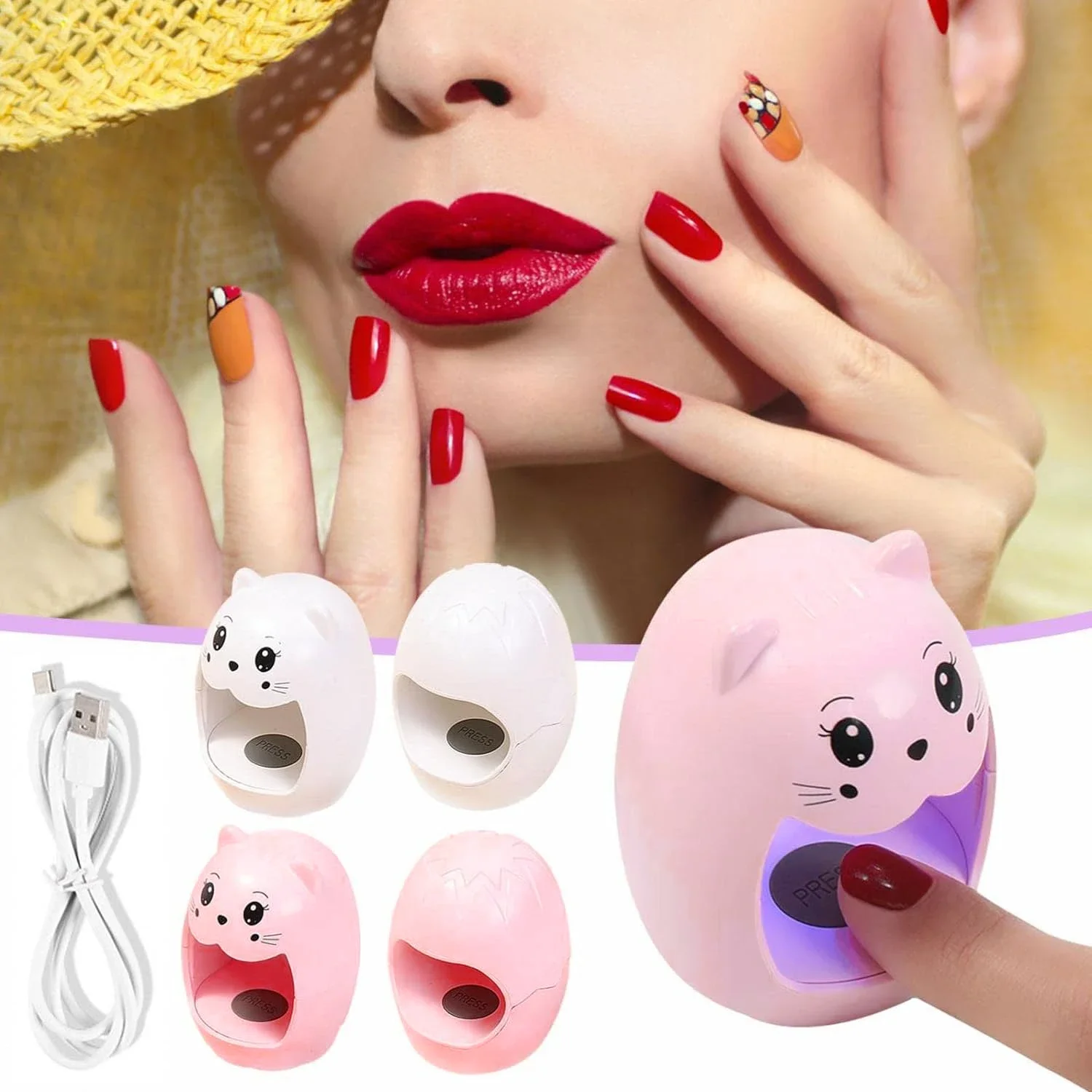 6W USB UV LED Nail Dryer Lamp MINI Pink Egg Cat Designs Nail Light Fast Dry Curing Nail Manicure Machine For Gel