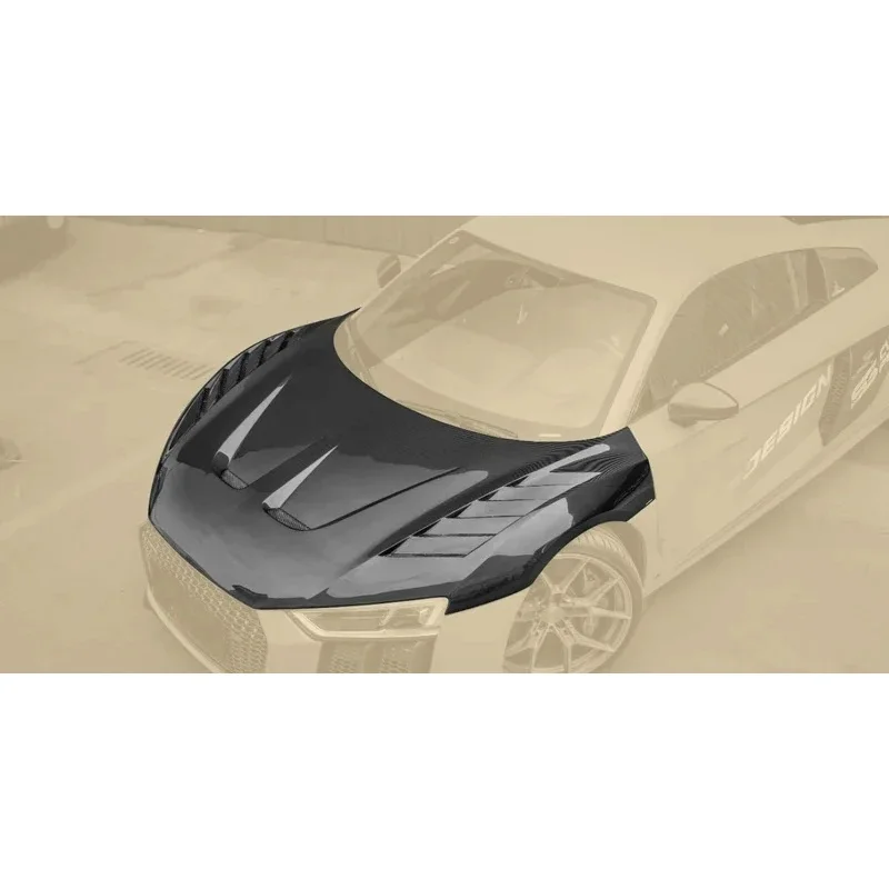 R Carbon Fiber Hood With Exhaust Cut-Outs Bolt-On Bumper -