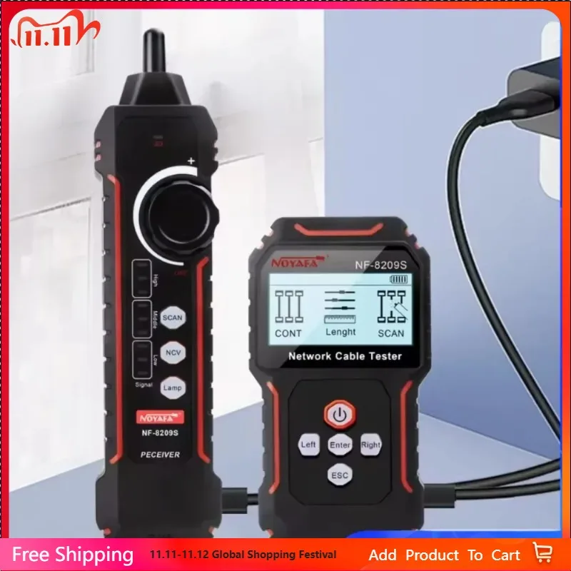 เครื่องทดสอบสายไฟฟ้า NF-8209S สำหรับตรวจสอบความยาวสาย ค้นหาจุดขาด จุดลัดวงจร สวิตช์ POE และตรวจสอบสายไฟฟ้าที่มีกระแสไฟ