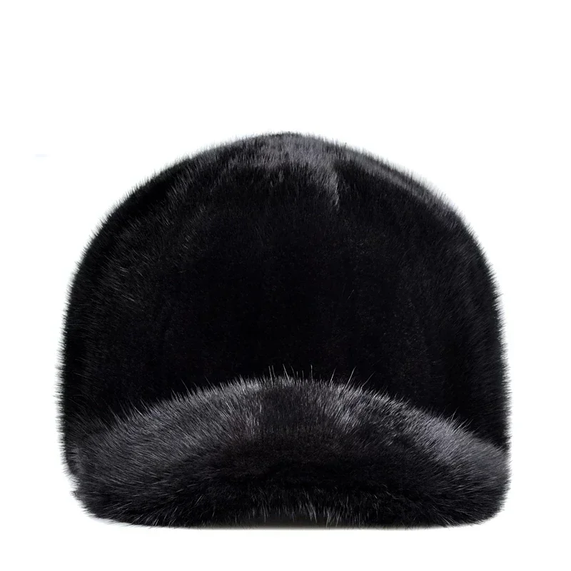 High Quality Real Mink Fur Hats Marten Skin Fur Hats Mink Hat Men's Baseball Cap Hat Peaked Cap Warm Winter Hat