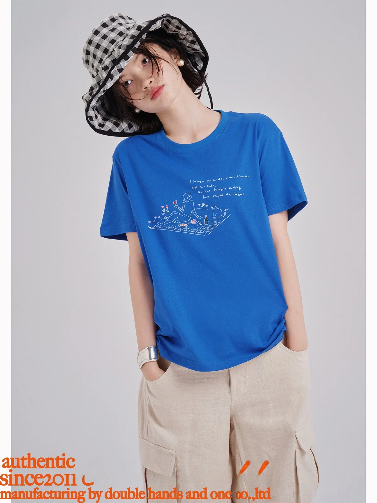 

Loose Fit Printed ort Sve T-irt Women's Original CRCHILD Summer Slimming High-End Feeling Casual Cotton Top