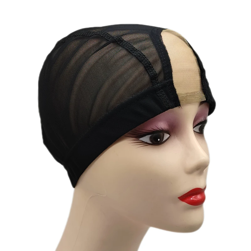 1PC 2X4 inch U part MONO/Lace Spandex Mesh Dome Wig Cap For Making wig Elastic Dome Mesh Cap small holes Dome caps for men women image 6
