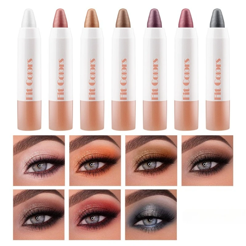 Bâton de fard à paupières nacré 7 couleurs, polyvalent pour les lèvres sous les yeux, surligneur scintillant imperméable, maquillage rapide en déplacement, beauté