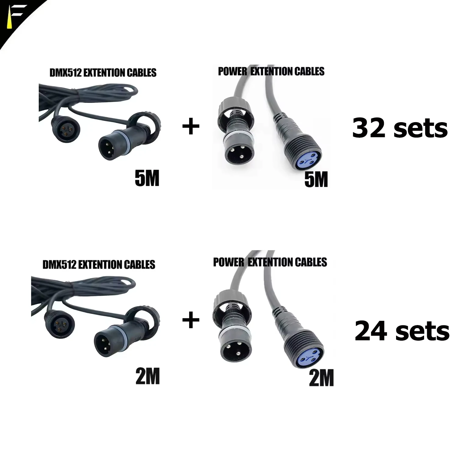 2m/5m Watreproof DMX Extension Cable and Power Extension Cables