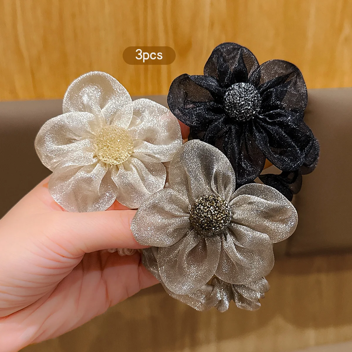 3-bloem haarringen Koreaanse versie zoete wind rubberen band haaraccessoire geschikt voor dagelijks gebruik hoofddeksels