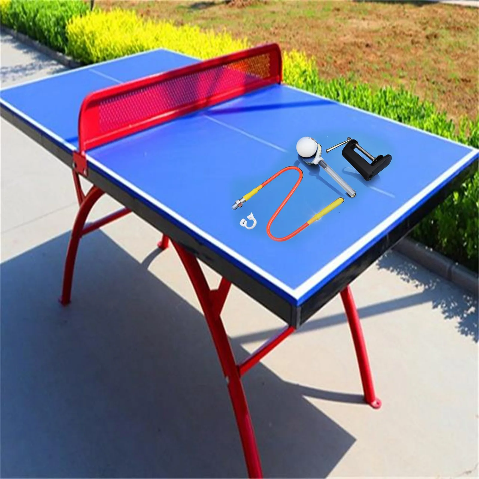 

Робот с фиксированным отскоком, тренажер для настольного тенниса, прочная установка, высота около 47 см, материал ПВХ, буферная пружина быстрого отскока