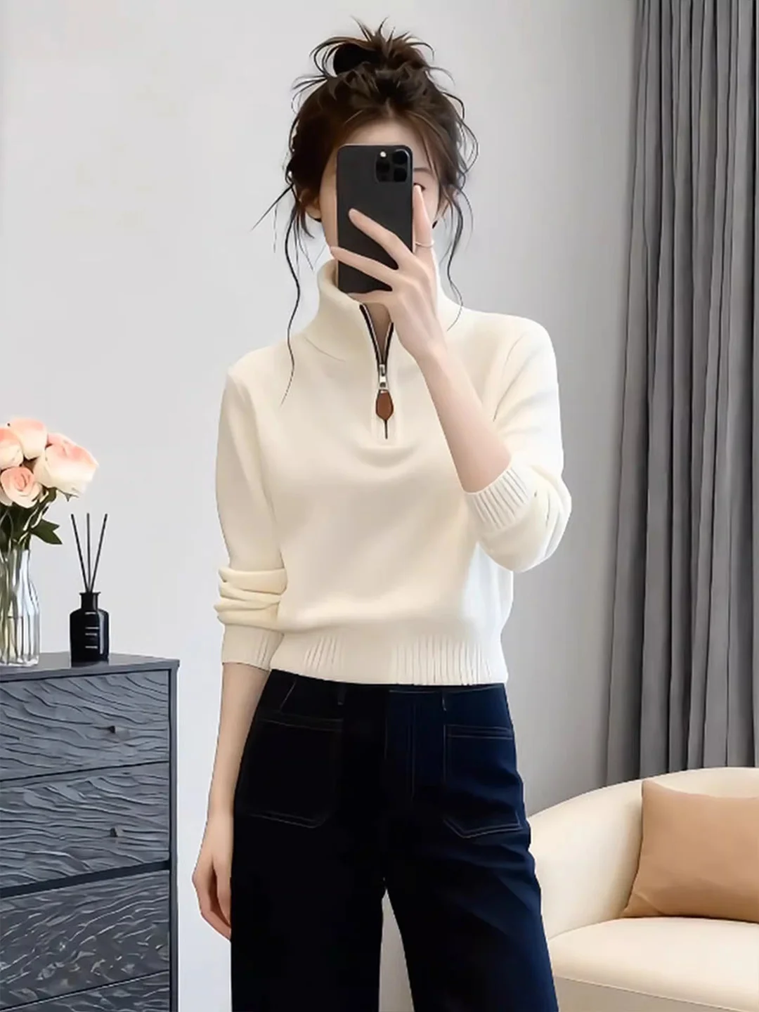 

Faionable ort Sve Knitted Sweater Fraant Sle Winter New Arrival Women's Premium Feeling Top Quali Knitwear