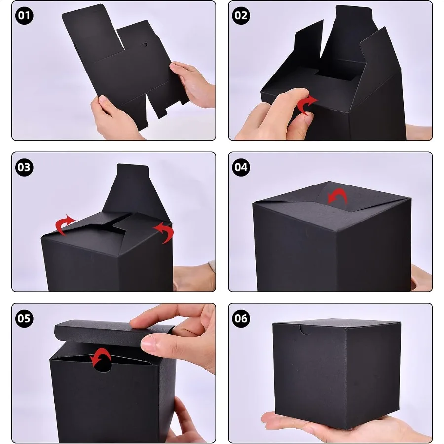 30 Buah Kotak Hadiah Hitam 4X4X4 dengan Tutup Kotak Hadiah Kecil dengan Tutup untuk Hadiah Kotak Suvenir Kotak Kecil untuk Hadiah Proposal Pengiring Pengantin