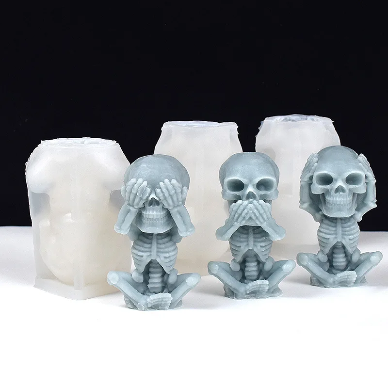 New Creative Skull Candle Silicone Mold DIY Plaster Diffuser Stone Aromatherapy Ornament Mold