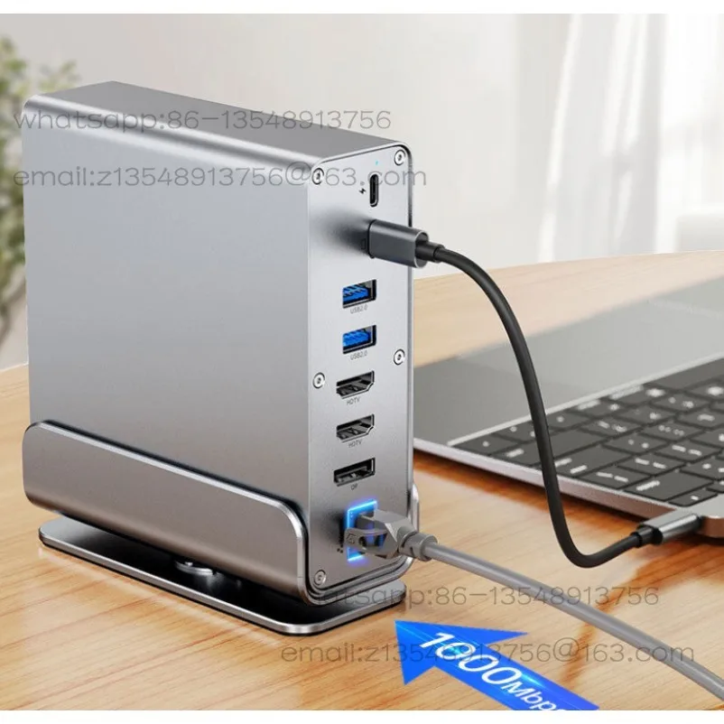 Type-C15 in1 docking station Gigabit network port Desktop vertical MST dual high definition different display DP docking station