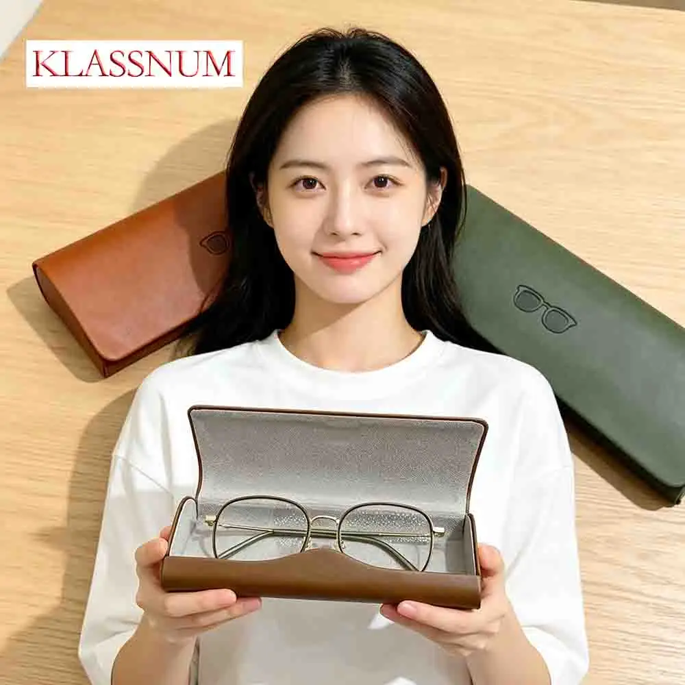 KLASSNUM Sunglasses Case PU Leather Portable Box Eyewear Protector Hard ShellS Organizer Travel Case Reading Glasses Storage