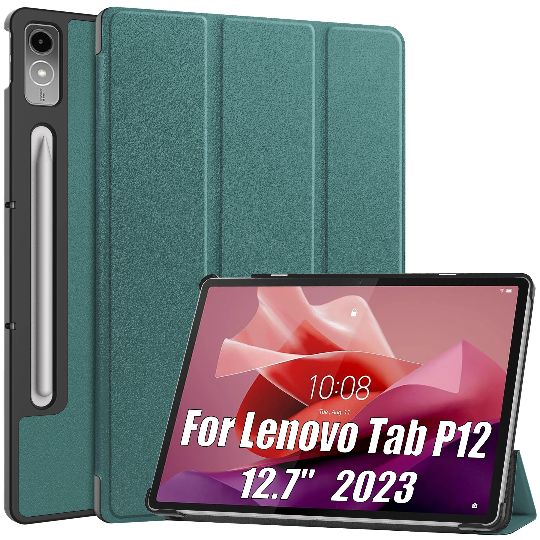 

Smart Case for Lenovo Tab P12 12.7" 2023 Lightweight Trifold Cover with Stand Auto Wake PU Leather for Lenovo Tab P12 Tablet