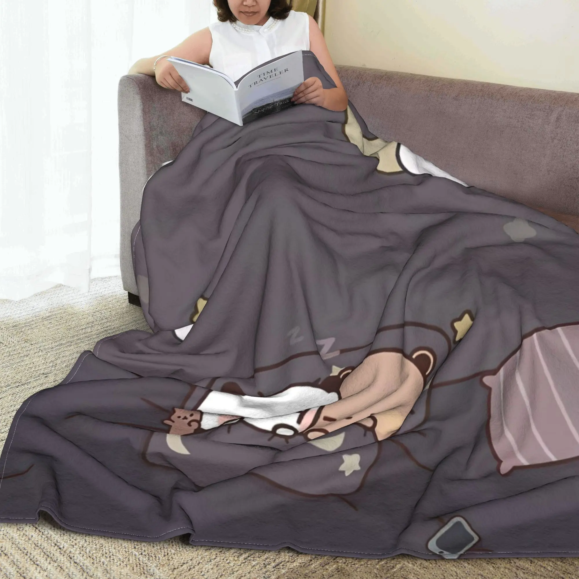 Bear Cartoon Cute Bubu Dudu Blankets Fleece Decoration  Multi-function Super Soft Throw Blankets for Bed Outdoor Rug Piece