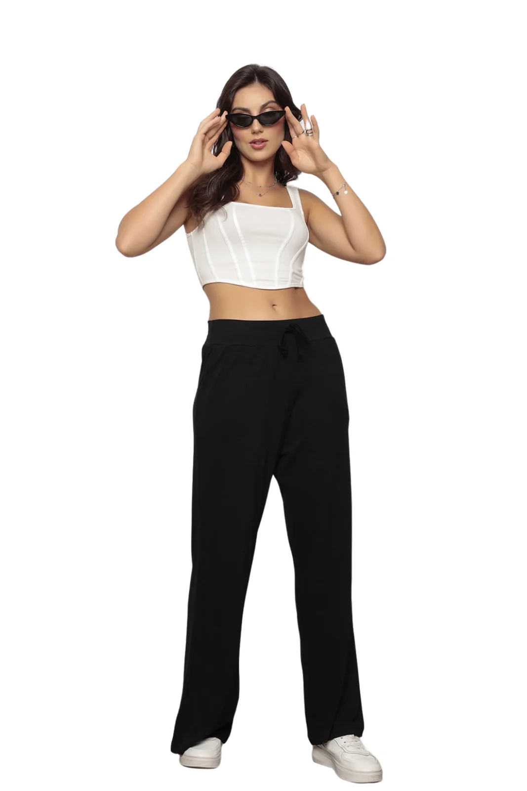 Viscolaycra Pantalona Pants with Black Pockets
