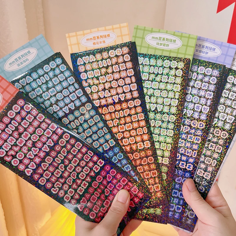 4Sheets Laser Bling Letter Gift Alphabet Sticker Decorate Photocard Scrapbooking DIY Photo Album Stationery Supplies Kid Sticker