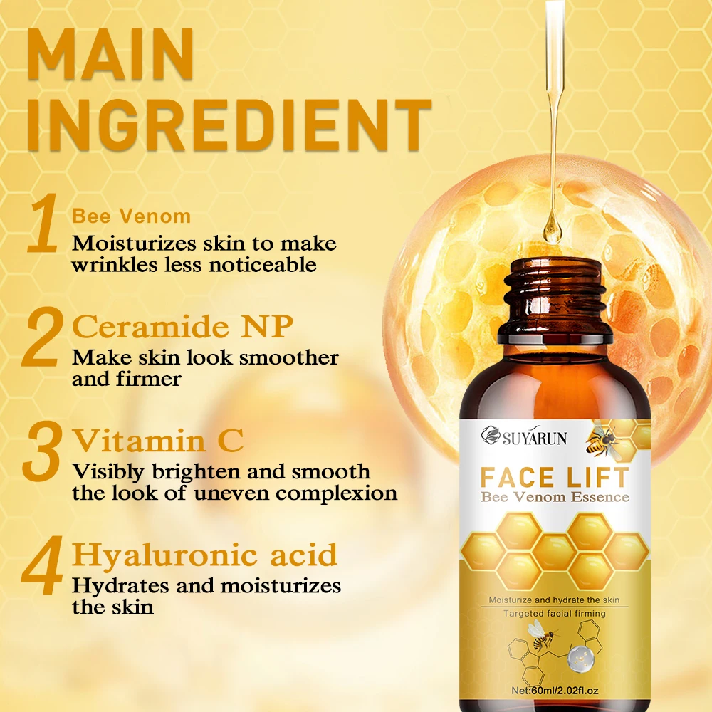 سم النحل المضاد للتجاعيد جوهر مكافحة الشيخوخة البولي ببتيد حمض الهيالورونيك جوهر إصلاح ترطيب ثبات جوهر بشرة الوجه #2