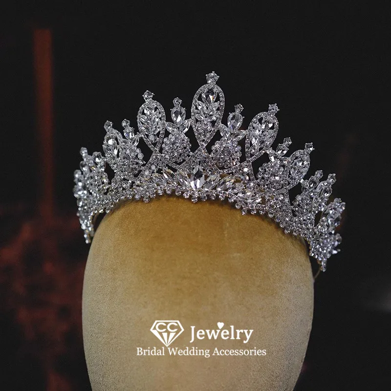 CC Wedding Crowns Women Accessories Bridal Headbands Engagement Hairwear 100% Handmade Crystal Crown Tiaras Shining Charm AN463