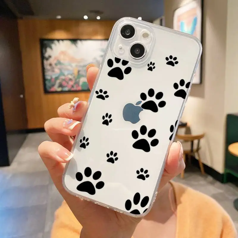 Dog Footprint Paw Phone Case For Iphone 7 8 Plus X Xr Xs 11 12 13 Se2020 Mini Mobile Iphones 14 Pro Max Case