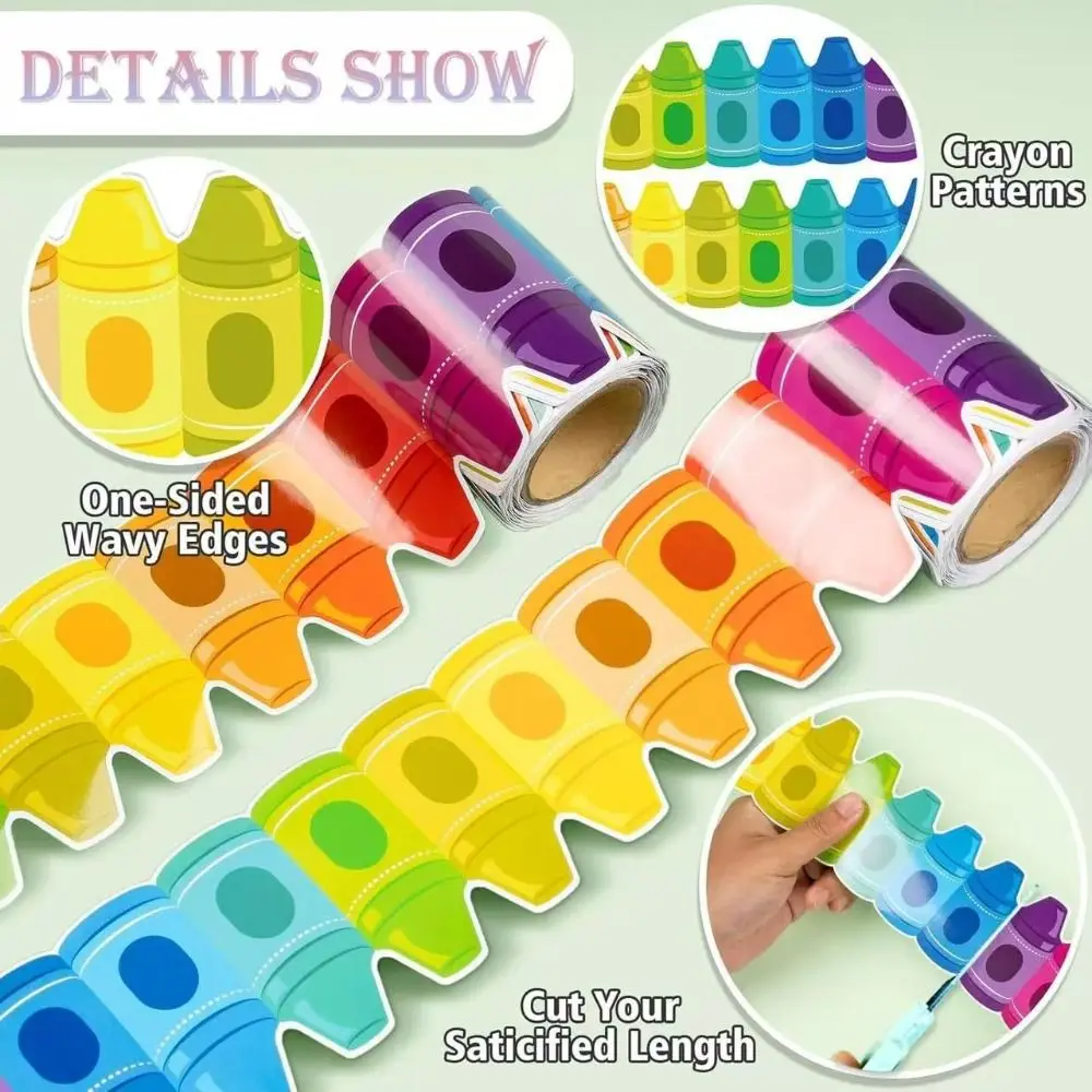 3D Visual Effects Border Trim Waterproof Self-adhesive Pencil Pattern Border DIY Chalkboard Border Noticeboard Trim Home Decor