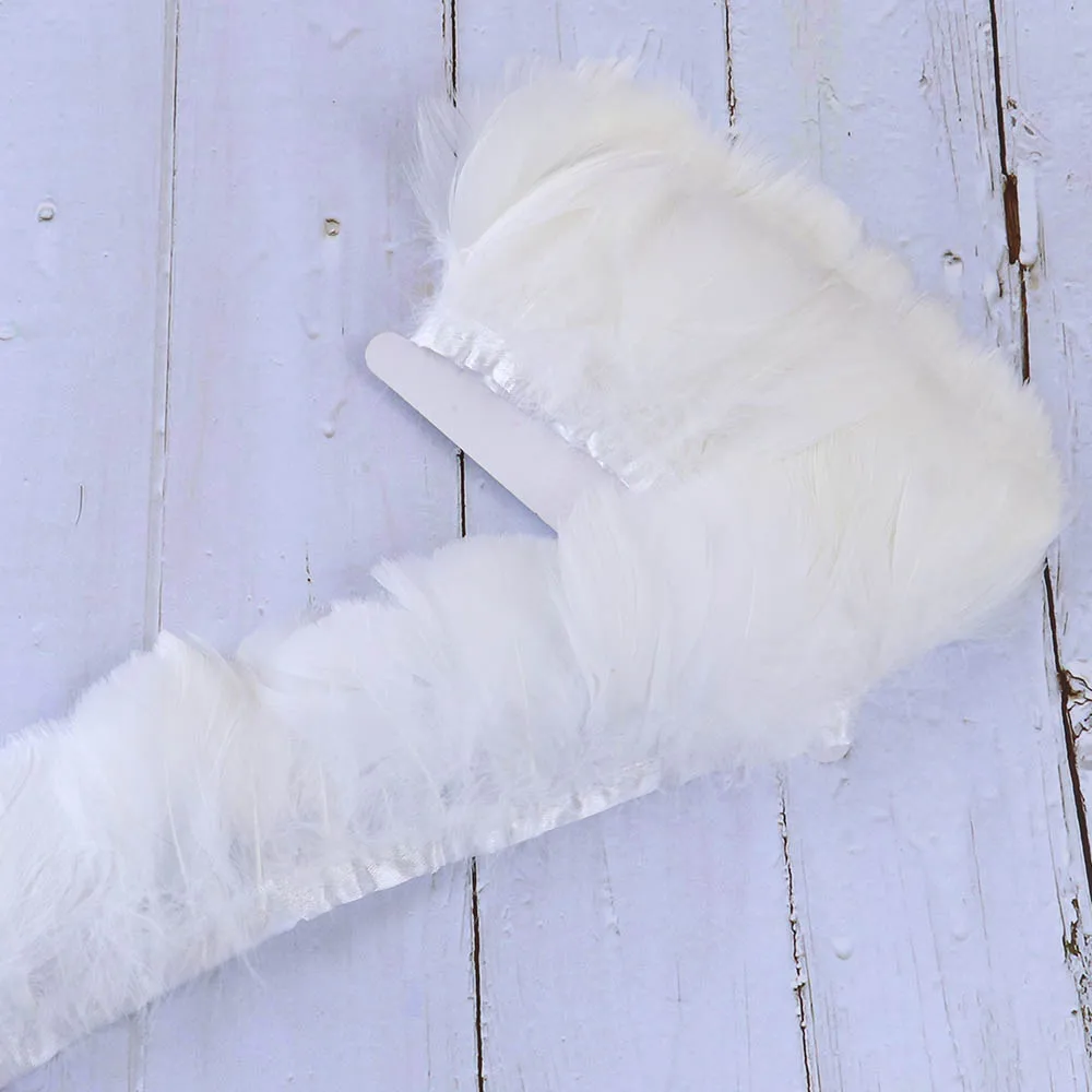 10 Meters White Goose Feather Trims Fringe 8-10cm Naural Goose Feathers Ribbon Lace for Party Dress Sewing Decoration Plume