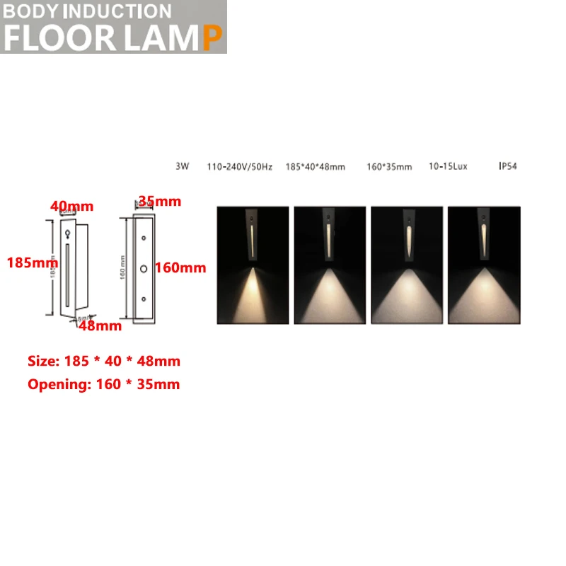 LED PIR Motion Sensor Stair Light Infrared Human Body Induction Lamp for Recessed Steps Ladder Staircase Bedroom Decor