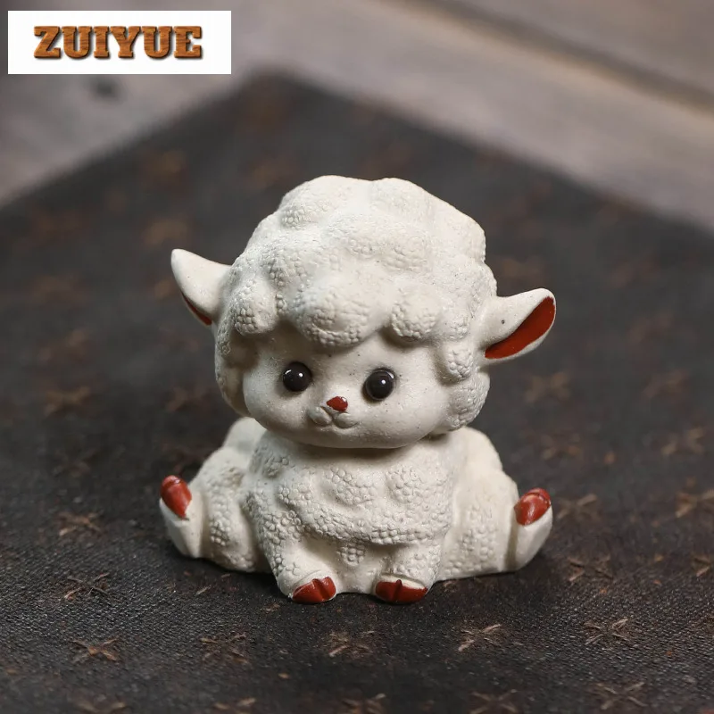 Yixing Zisha Cute Little Sheep Tea Pet Boutique Flowerpot Landscaping Tea Figurine Play Toys Tea Statue Ornaments Supplies Gift - view 4